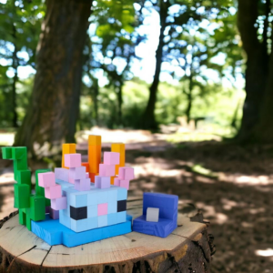 Minecraft Axolotl Wood Model- Blue -Minecraft Figures