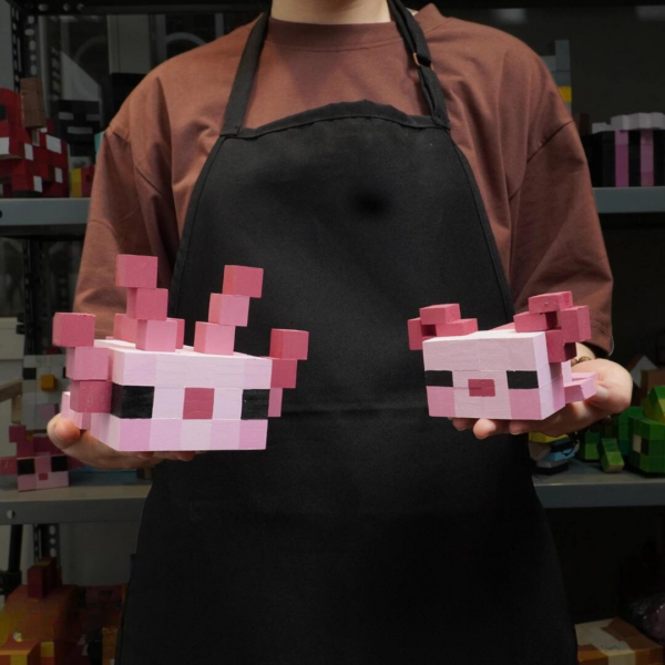 Minecraft Axolotl Wood Model- Pink -Minecraft Figures