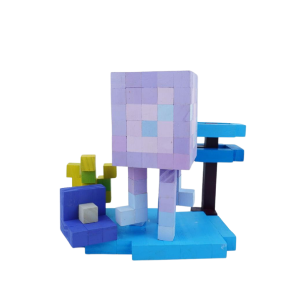 Minecraft Glow Squid Purple And Pink Ink Wood Model -Minecraft Figures