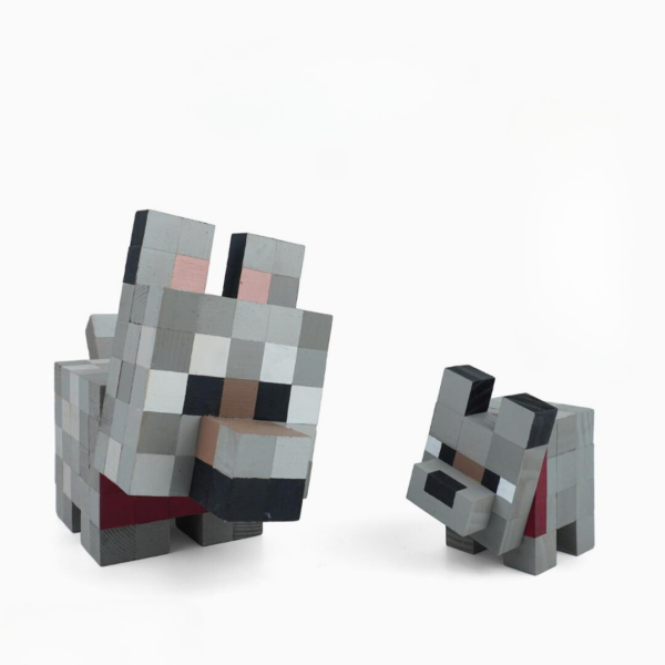 Minecraft Tamed Wolf Wood Model -Minecraft Figures