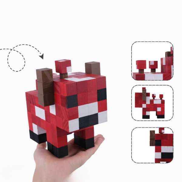 Minecraft Mooshroom Wood Model -Minecraft Figures