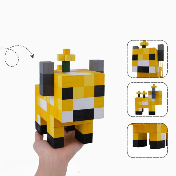 Minecraft Moobloom Wood Cow Model -Minecraft Figures