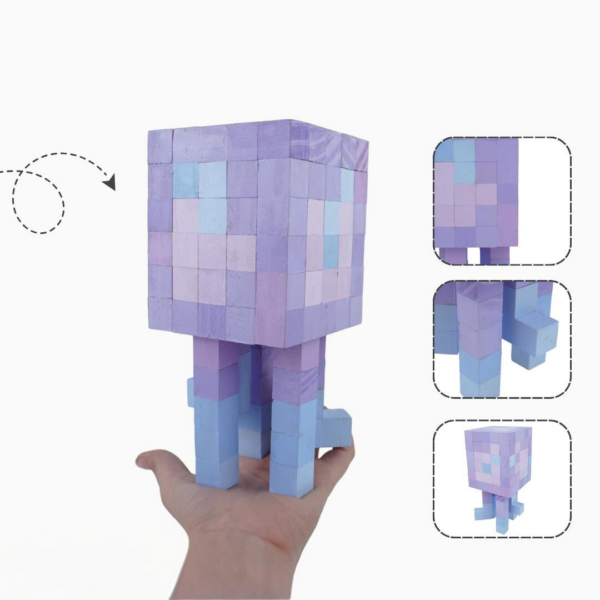 Minecraft Glow Squid Purple And Pink Ink Wood Model -Minecraft Figures