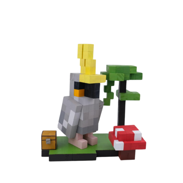 Minecraft Parrot Wood Model Parrot Size M- Gray -Minecraft Figures