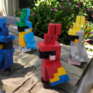 Minecraft Parrot Wood Model Parrot Size M- Red -Minecraft Figures