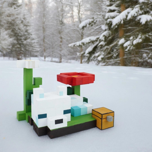 Minecraft Snow Fox Wood Model -Minecraft Figures