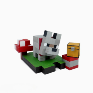 Minecraft Tamed Wolf Wood Model -Minecraft Figures