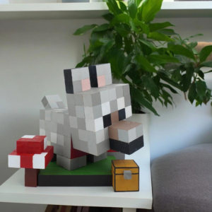 Minecraft Tamed Wolf Wood Model -Minecraft Figures