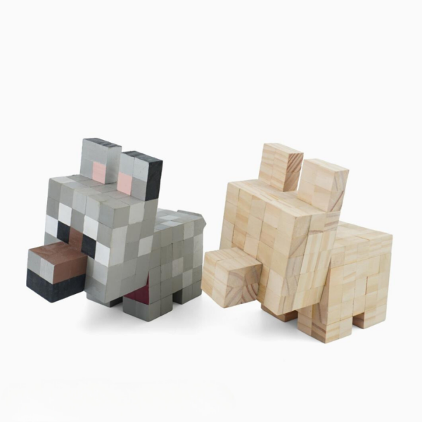 Minecraft Tamed Wolf Wood Model -Minecraft Figures