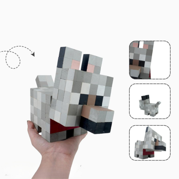 Minecraft Tamed Wolf Wood Model -Minecraft Figures