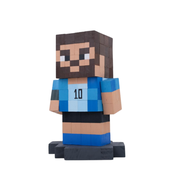 Wooden Model Of Messi Player Minecraft Style -Messi Figures