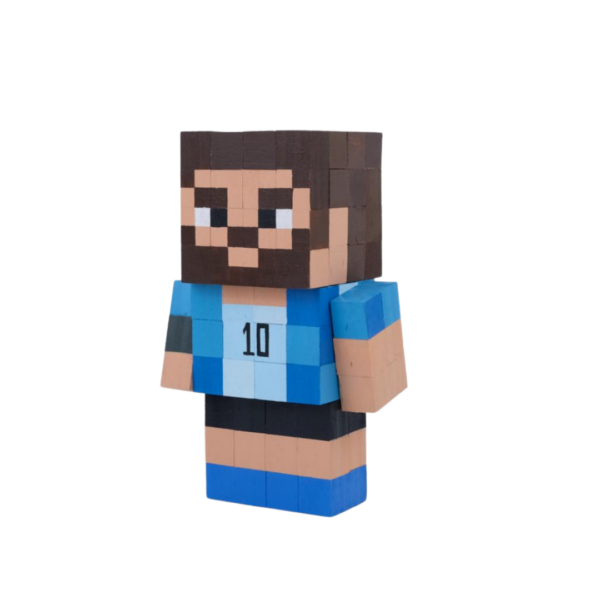 Wooden Model Of Messi Player Minecraft Style -Messi Figures