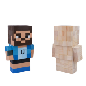 Wooden Model Of Messi Player Minecraft Style -Messi Figures