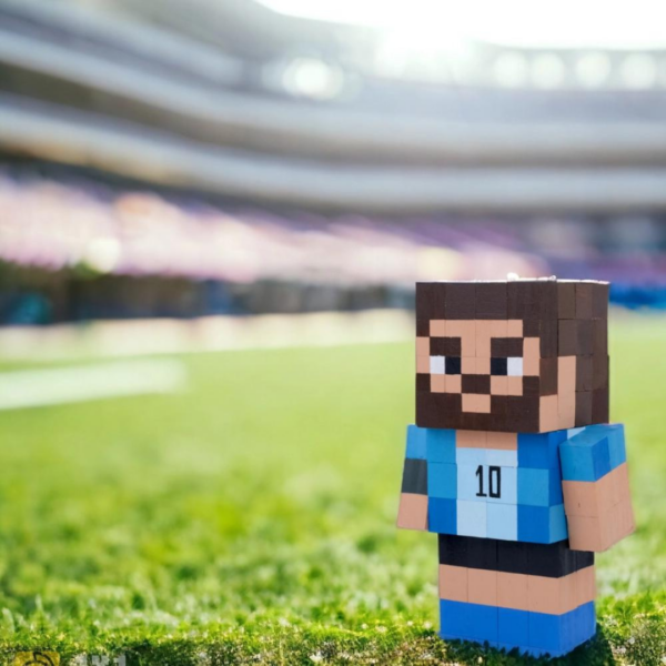 Wooden Model Of Messi Player Minecraft Style -Messi Figures