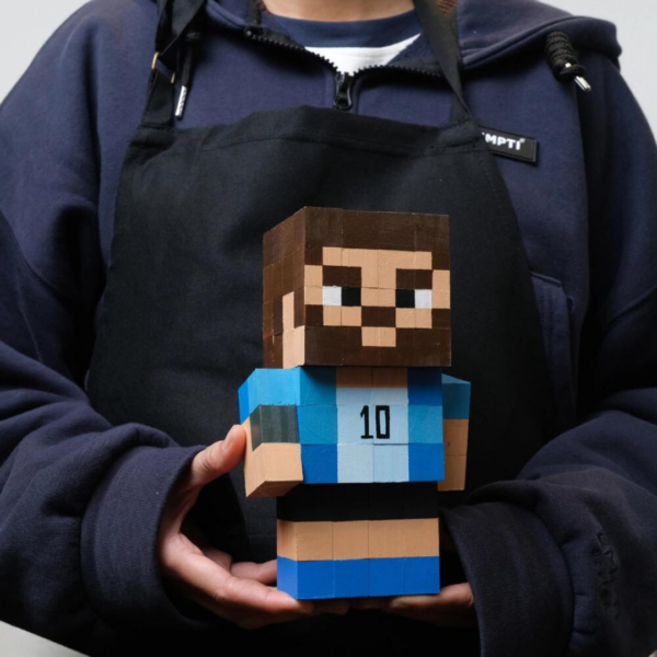 Wooden Model Of Messi Player Minecraft Style -Messi Figures