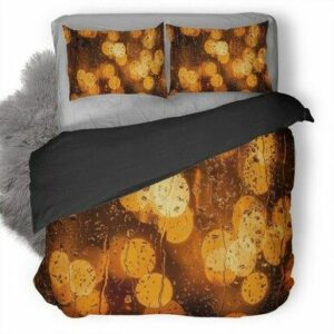 Rain Drops Orange Bokeh Lights Bedding Set , Comforter Set
