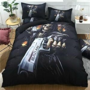 Black Bad Ass 3D Skull Bedding Sets , Comforter Set