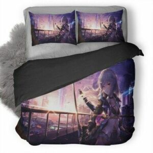 Anime Warrior Girl With Sword Bedding Set , Comforter Set