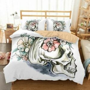 Sugar Skull Queen Monster Floral Bedding Set , Comforter Set