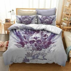 3D Flower Sugar Skull Bedding Sets , Comforter Set