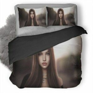 Brown Silky Hair Fantasy Girl Bedding Set , Comforter Set