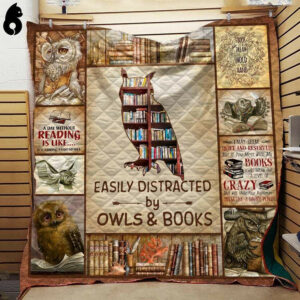 Easily Distracted Book Owl Quilt Blanket Dhc191207Vt , 50 x 60 Inch, Quilt Bed Set
