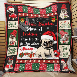 Pug Dog Christmas CL15100289MDQ Quilt Blanket , 50 x 60 Inch, Quilt Bed Set