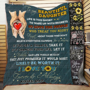 Dad To Daughter Love The People Who Treat You Right Quilt Blanket DHC040120160TD , 50 x 60 Inch, Quilt Bed Set