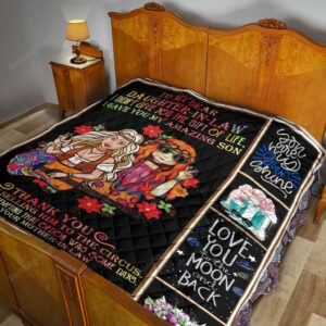 Personalized Hippie Love You To The Moon And Back From Mother-in-law To Daughter-in-law Quilt Blanket Great Customized Blanket, 50 x 60 Inch, Quilt Bed Set
