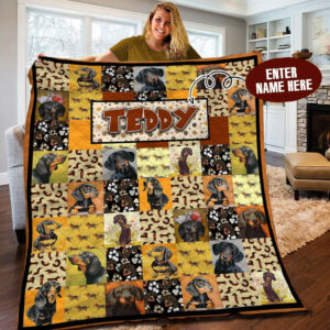 Dachshund Personalized BBB150954MH Quilt Blanket , 50 x 60 Inch, Quilt Bed Set