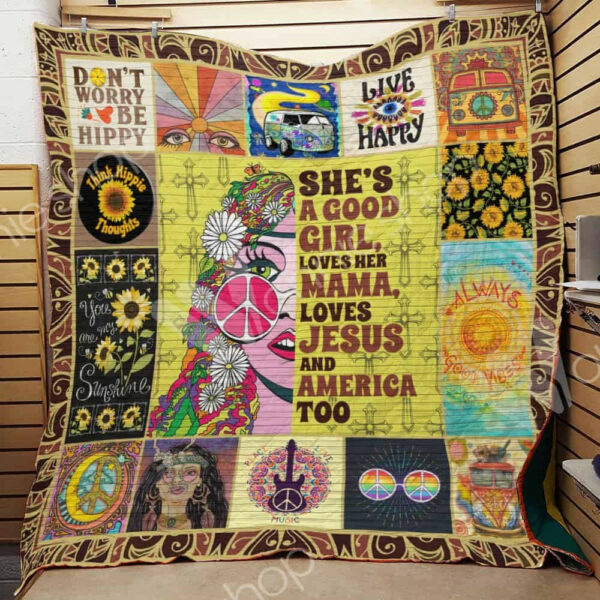 Hippie She’S A Good Girl Quilt Blanket Great Customized Perfect Gifts For Hippie, 50 X 60 Inch, Quilt Bed Set