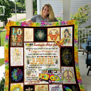 Personalized Hippie To My Granddaughter From Grandma Always Be Safe Quilt Blanket Great Customized, 50 x 60 Inch, Quilt Bed Set