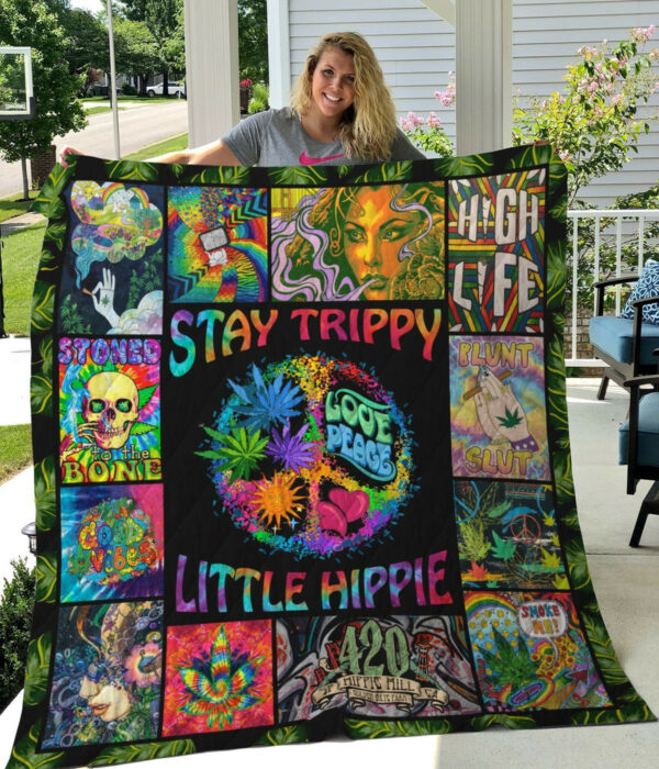 Stay Trippy Little Hippie Quilt Blanket Great Customized Perfect Gifts For Hippie, 50 X 60 Inch, Quilt Bed Set