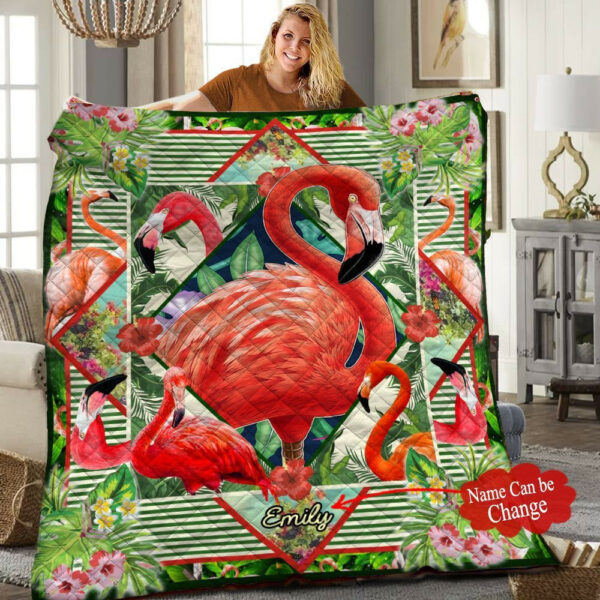 Flamingo Personalized Quilt Blanket Hhh100601Nh , 50 X 60 Inch, Quilt Bed Set