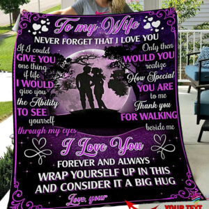 Purple Letter Blanket To My Wife Custom Blanket To My Darling Gift Idea Sherpa And Quilt Blanket Hg Size Single, Twin, Full, Queen, King, Super King