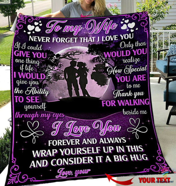 Purple Letter Blanket To My Wife Custom Blanket To My Darling Gift Idea Sherpa And Quilt Blanket Hg Size Single, Twin, Full, Queen, King, Super King