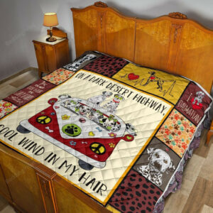 Dalmatian Hippie Van Cool Wind In Hair Quilt Blanket Great Customized Blanket, 50 x 60 Inch, Quilt Bed Set