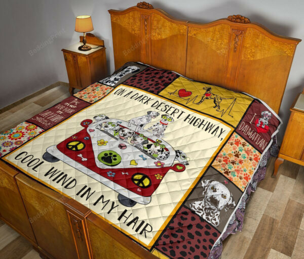 Dalmatian Hippie Van Cool Wind In Hair Quilt Blanket Great Customized Blanket, 50 X 60 Inch, Quilt Bed Set