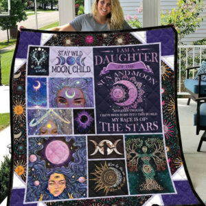 Daughter Of The Sun And Moon Hippie Style Quilt Blanket Great Customized Blanket, 50 x 60 Inch, Quilt Bed Set