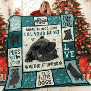Pug Black As The Dark Quilt Blanket Dhc04011649Dd , 50 x 60 Inch, Quilt Bed Set