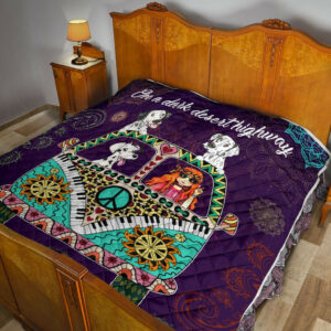 Dalmatian Dog Hippie Van And Hippie Girl Cool Wind In My Hair Quilt Blanket Great Customized Blanket, 50 x 60 Inch, Quilt Bed Set