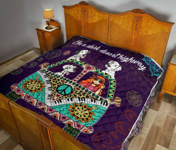 Dalmatian Dog Hippie Van And Hippie Girl Cool Wind In My Hair Quilt Blanket Great Customized Blanket, 50 X 60 Inch, Quilt Bed Set