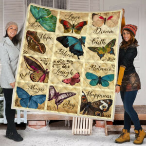 Quilt Blanket Butterfly Live Love Peace Dhc09121206Dd , 50 x 60 Inch, Quilt Bed Set