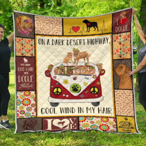 Dogue De Bordeaux Dogs And Hippie Van Cool Wind In My Hair Quilt Blanket Great Customized Blanket Anniversary, 50 x 60 Inch, Quilt Bed Set