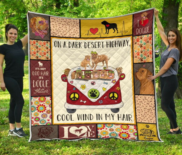 Dogue De Bordeaux Dogs And Hippie Van Cool Wind In My Hair Quilt Blanket Great Customized Blanket Anniversary, 50 X 60 Inch, Quilt Bed Set