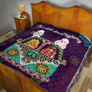 Poodle Hippie Van And Hippie Girl Quilt Blanket Great Customized Blanket Anniversary, 50 x 60 Inch, Quilt Bed Set
