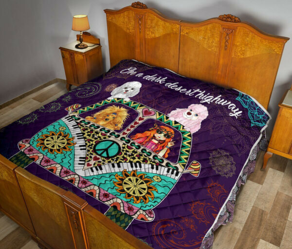 Poodle Hippie Van And Hippie Girl Quilt Blanket Great Customized Blanket Anniversary, 50 X 60 Inch, Quilt Bed Set