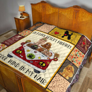 Poodle Hippie Van Cool Wind In Hair Quilt Blanket Great Customized Blanket, 50 x 60 Inch, Quilt Bed Set