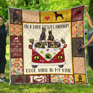 Doberman Hippie Van Cool Wind In Hair Quilt Blanket Great Customized Blanket, 50 x 60 Inch, Quilt Bed Set