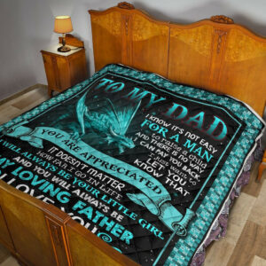 Daughter To Dad Quilt Blanket DHC02011489DD , 50 x 60 Inch, Quilt Bed Set
